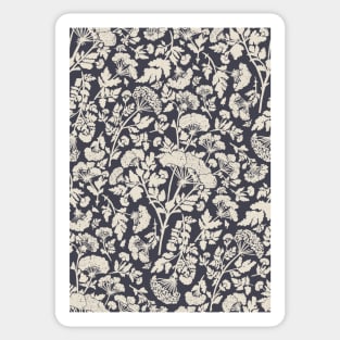 Cream Hemlock Print on Charcoal Grey -  Floral Repeat Pattern Sticker